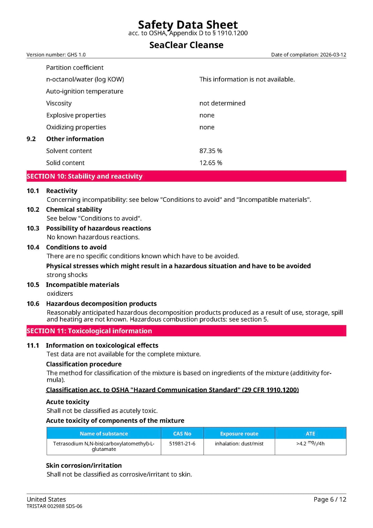 SeaClear Cleanse 20kg/ 5.13gal