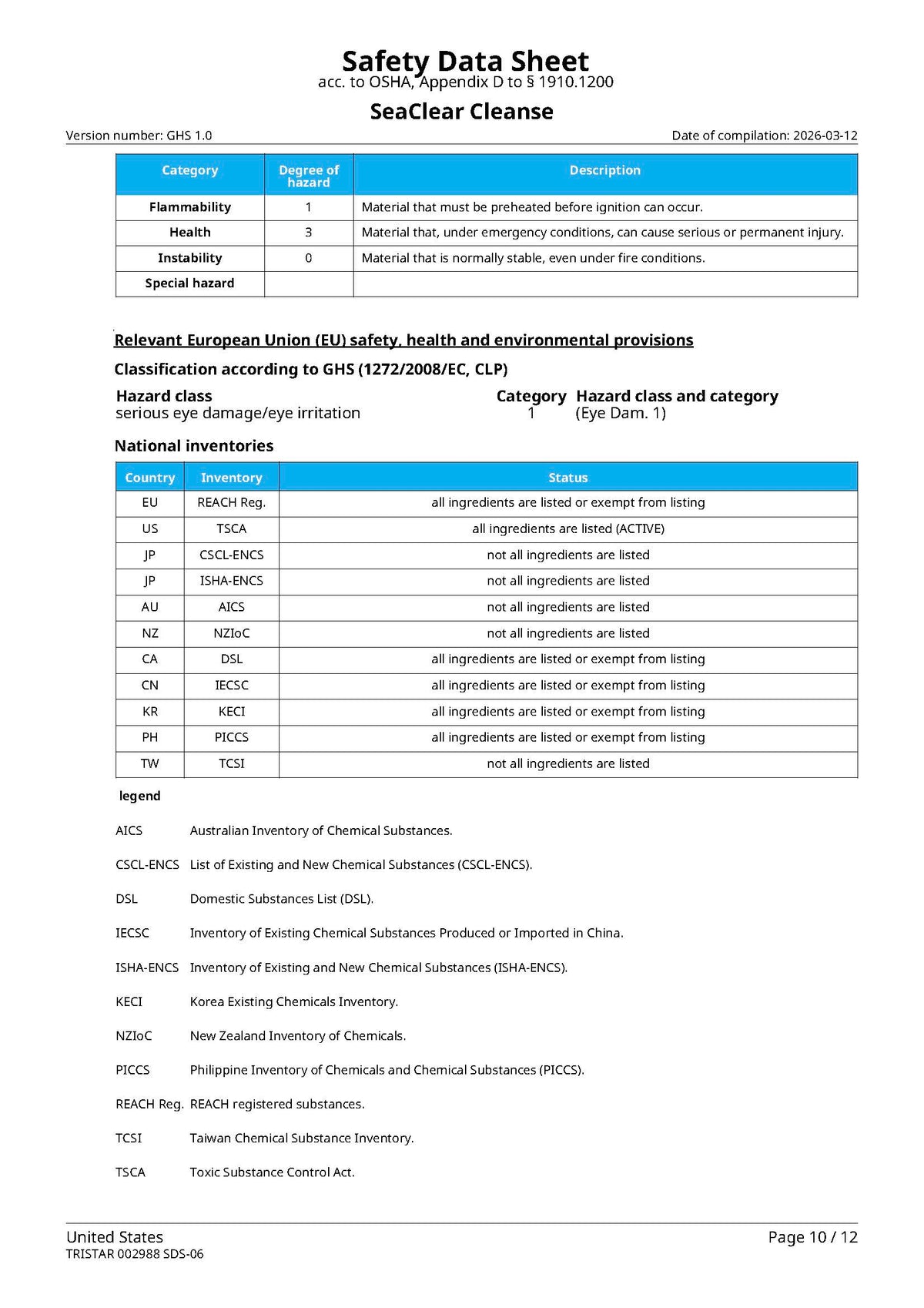 SeaClear Cleanse 20kg/ 5.13gal